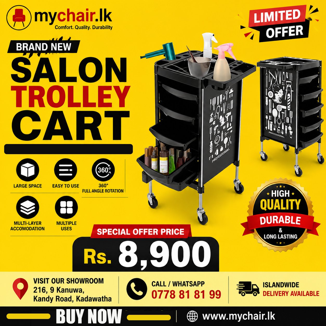 Brand New Salon Trolley Cart sale in sri lanka